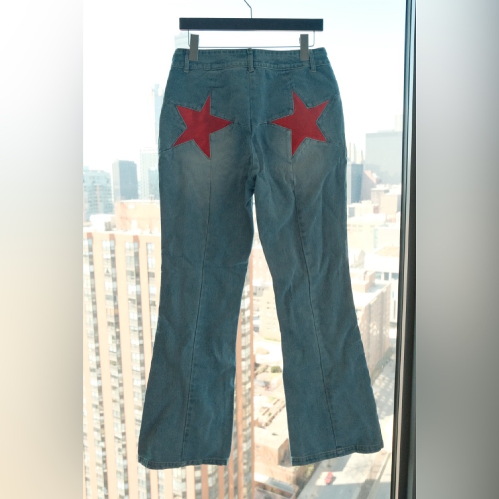 Nasty Gal Red Star Flare Jeans